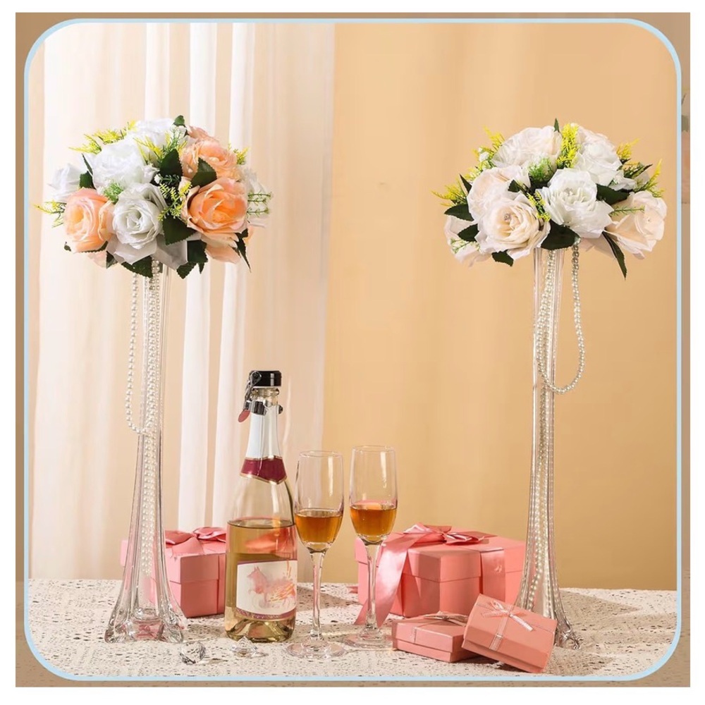 ⭐️4 Pcs Eiffel Tower Vase Glass Clear Eiffel Tower Vases Table Centerpiece 19.7” - Picture 6 of 8